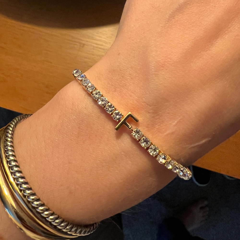 “F” Initial Tennis Bracelet